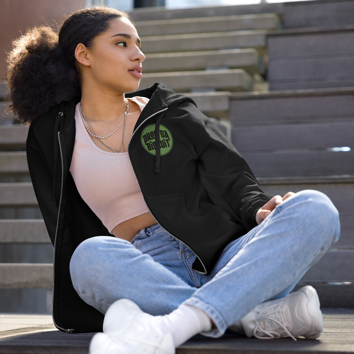 Unisex fleece zip up hoodie